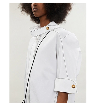 Shop Rejina Pyo Briana Contrast-stitching Cotton-blend Shirt In Cotton Off-white