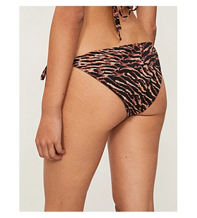 Shop Ganni Tiger-print Tie-side Bikini Bottoms