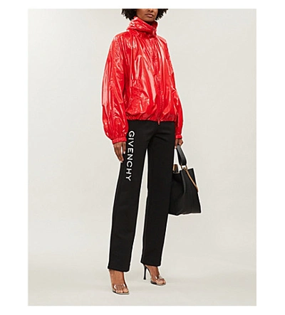 Shop Givenchy Hooded Windbreaker Jacket In Pop Red