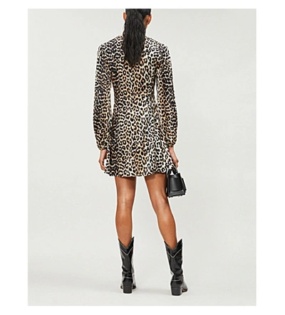 Shop Ganni Blakely Silk-blend Dress In Leopard