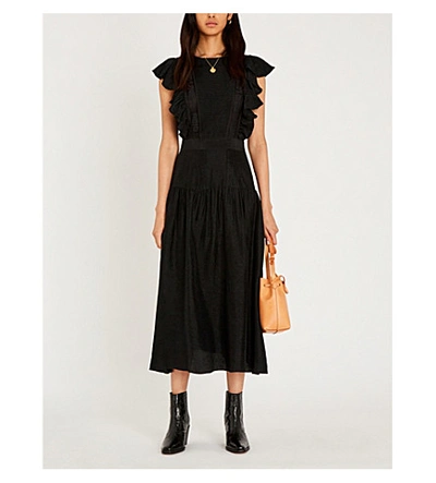 Shop Sandro Fit-and-flare Crepe Dress In Black