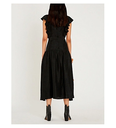 Shop Sandro Fit-and-flare Crepe Dress In Black