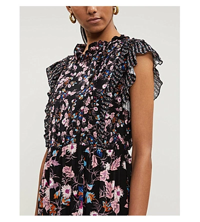 Shop Sandro Bouna Floral-print Woven Maxi Dress In Black