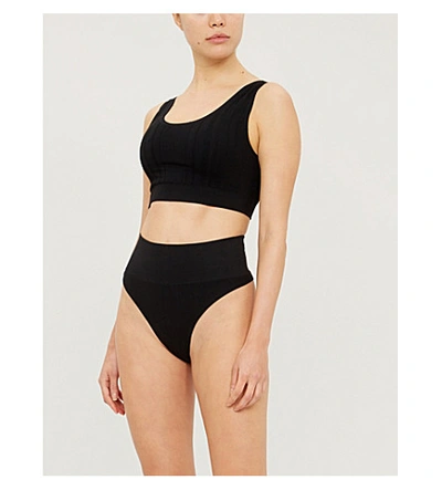 Shop Skin The Tummy Toner Stretch-jersey Thong In Black