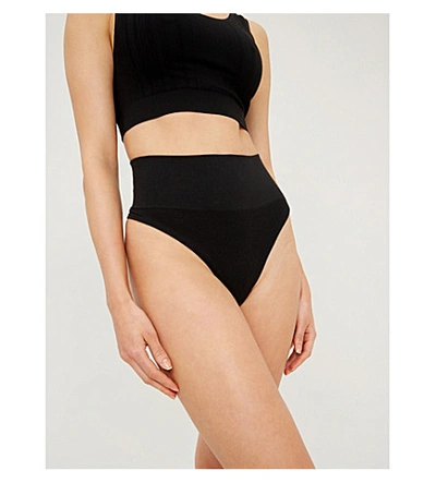 Shop Skin The Tummy Toner Stretch-jersey Thong In Black