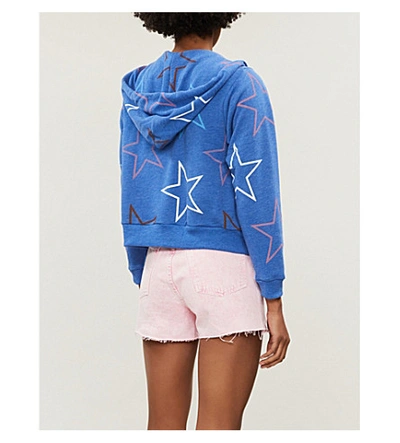Shop Wildfox Starlight Star-print Zipped Fleece Hoody