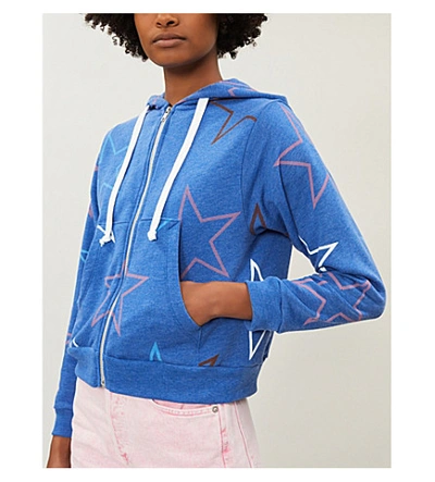 Shop Wildfox Starlight Star-print Zipped Fleece Hoody