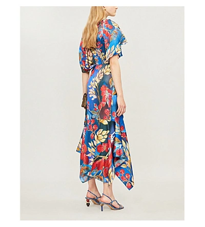 Shop Peter Pilotto Asymmetric Stretch-silk Dress In Gold Leaf Small