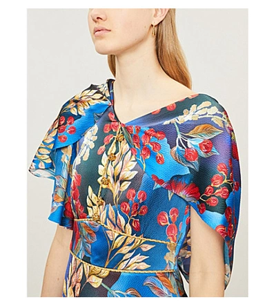 Shop Peter Pilotto Asymmetric Stretch-silk Dress In Gold Leaf Small