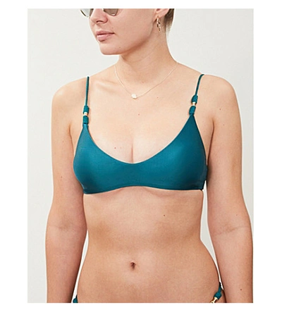 Shop Vix Ocean Luli Trim Roll Bikini Top In Teal 177