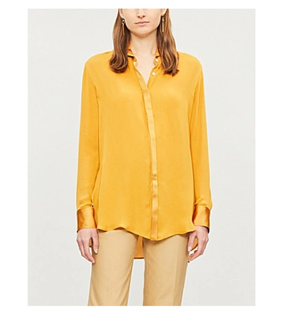 Shop Arje Yaz Relaxed-fit Silk-crepe Shirt In Saffron