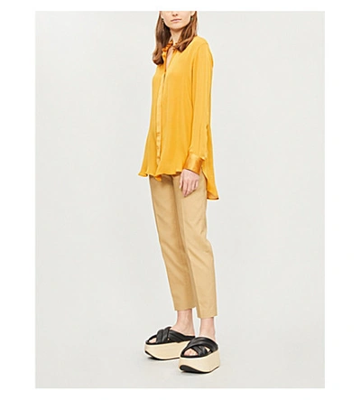 Shop Arje Yaz Relaxed-fit Silk-crepe Shirt In Saffron