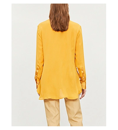 Shop Arje Yaz Relaxed-fit Silk-crepe Shirt In Saffron