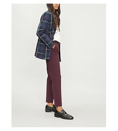 Shop Ted Baker Ruffled Stretch-crepe Trousers In Deep Purple