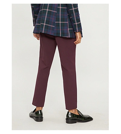 Shop Ted Baker Ruffled Stretch-crepe Trousers In Deep Purple