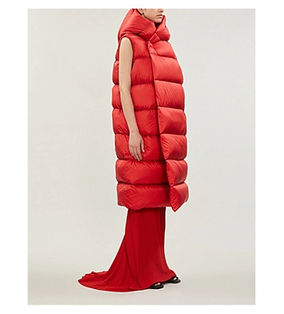 Shop Rick Owens Quilted Satin Gilet In Cardinal Red