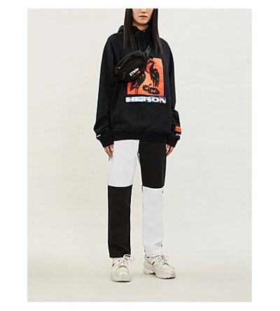 Shop Heron Preston Heron-print Cotton-jersey Hoody In Black