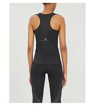 Shop Adidas By Stella Mccartney Essentials Logo-print Stretch-jersey Tank Top In Black