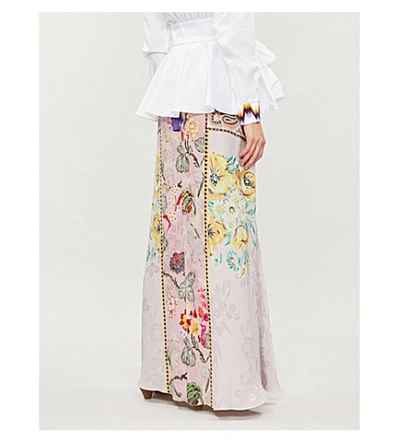 Shop Etro Derbyshire Mixed Print Crepe Maxi Skirt In Purple