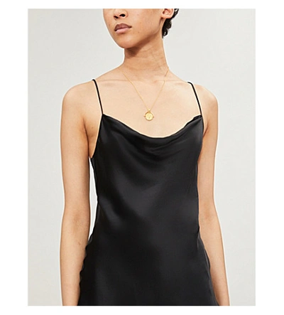 Shop Nili Lotan Gemma Cowl-neck Silk-satin Camisole In Black