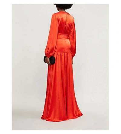 Shop Alexis Modesta Buckle-belt Silk-crepe Dress In Red