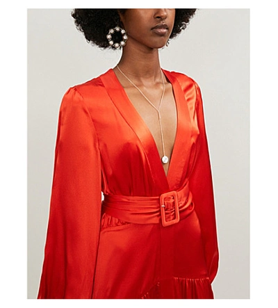 Shop Alexis Modesta Buckle-belt Silk-crepe Dress In Red