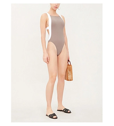Shop Alexandra Miro Courtney Open-back Swimsuit In Mink White
