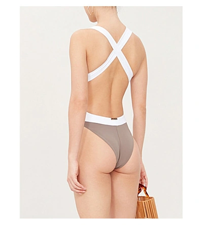 Shop Alexandra Miro Courtney Open-back Swimsuit In Mink White