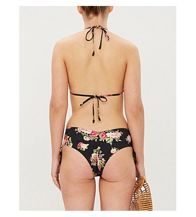 Shop Zimmermann Honour Ruched Bikini In Black Floral