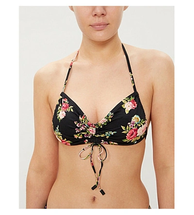 Shop Zimmermann Honour Ruched Bikini In Black Floral