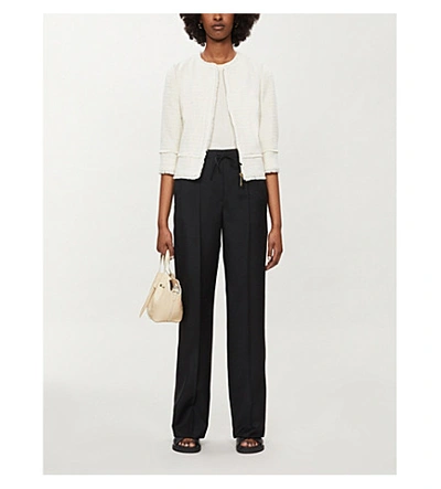 Shop Ted Baker Xeniaa Cropped Bouclé Woven Jacket In Ivory