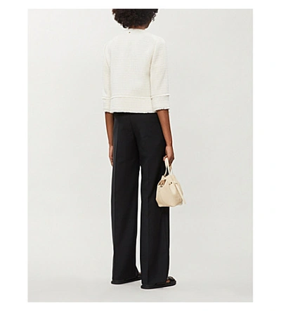 Shop Ted Baker Xeniaa Cropped Bouclé Woven Jacket In Ivory