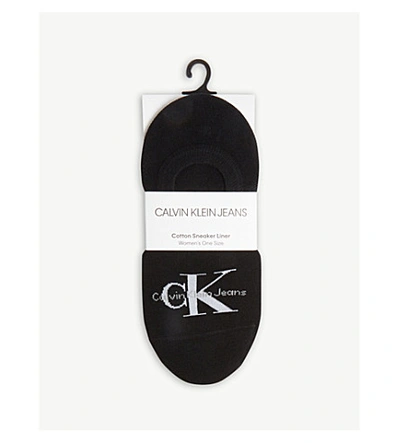 Shop Calvin Klein Womens Black Logo Cotton-blend Liners