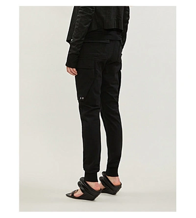 Shop Rick Owens Cargo Patch-pocket Cotton Jogging Bottoms In Black