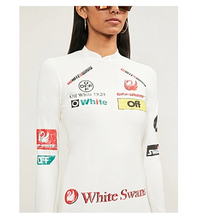 Shop Off-white Logo-print Jersey Mini Dress In White Multicolour