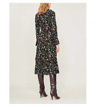 Shop Altuzarra League Flared Floral-print Silk Midi Dress In Black