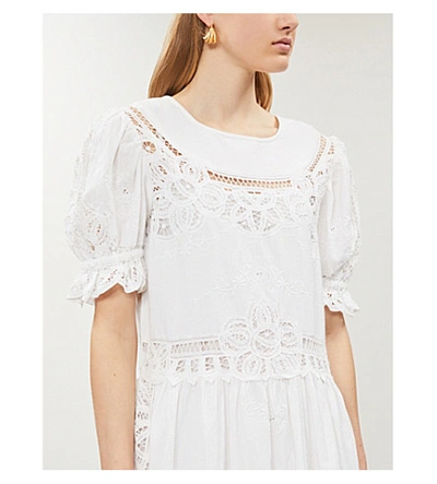 Shop Loveshackfancy Julie Cotton Mini Dress In White