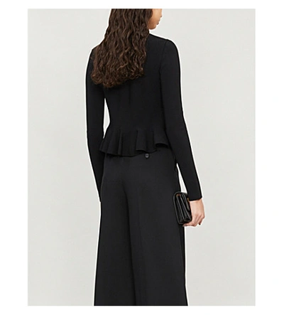 Shop Stella Mccartney Long-sleeve Peplum Crepe Top In Black