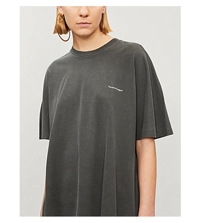 Shop Balenciaga Oversized Cotton-jersey T-shirt In Washed Black