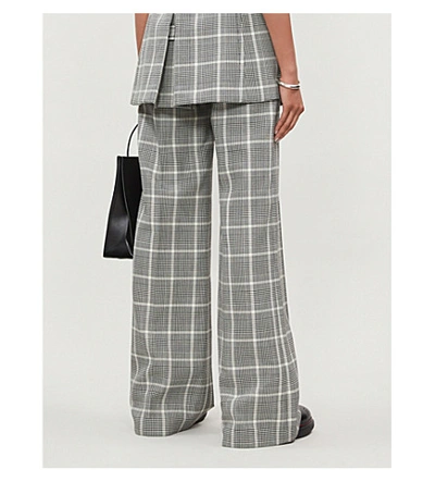Shop Stella Mccartney Checked High-rise Wide Wool Trousers In Black