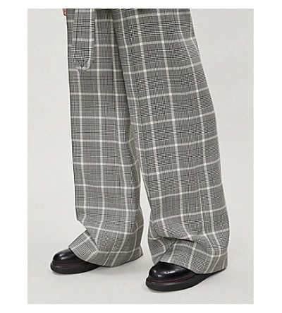 Shop Stella Mccartney Checked High-rise Wide Wool Trousers In Black