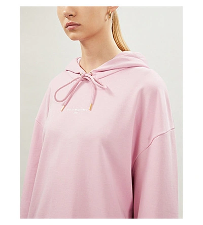 Shop Stella Mccartney Logo-print Cotton-jersey Hoody In Pink Tulip