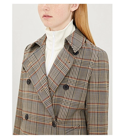 Shop Sandro Checked Double-breasted Coat In Multi Color