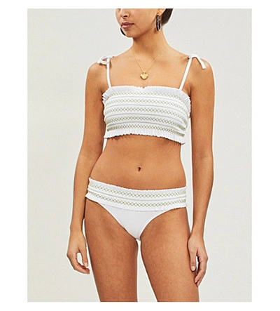 Tory Burch Costa Bandeau Bikini Top In White Jardin Green | ModeSens