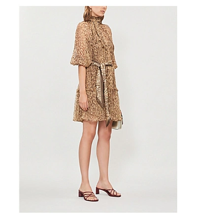 Shop Zimmermann Espionage Leopard-print Silk-chiffon Mini Dress In Animal