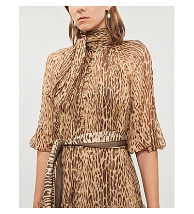 Shop Zimmermann Espionage Leopard-print Silk-chiffon Mini Dress In Animal