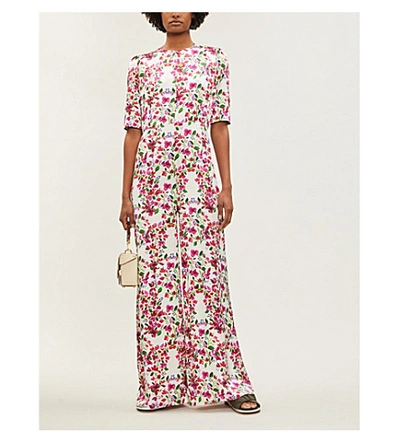 Shop Seren Truman Floral-print Wide-legged Jumpsuit In Pink Multi
