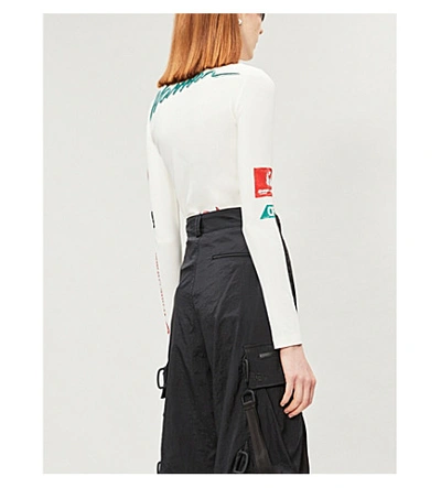 Shop Off-white Logo-print Stretch-jersey Top In White Mutlicolour