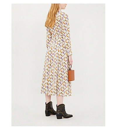 Shop Sandro Graphic-print Belted Crepe Dress In Multi Color