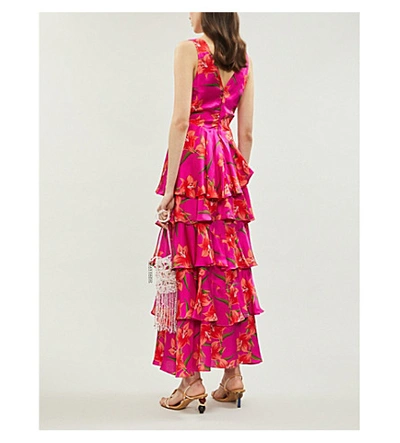 Shop Borgo De Nor Flavia Silk-satin Dress In Hawaiian Lily Fuschia